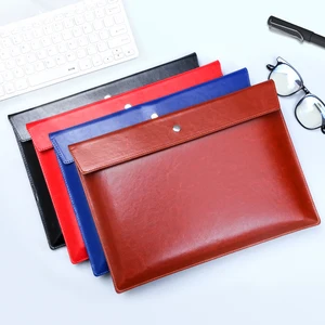 Lowest Prices Button PU Leather File Bag Custom High Quality A4 Office School  Document Bag with Logo