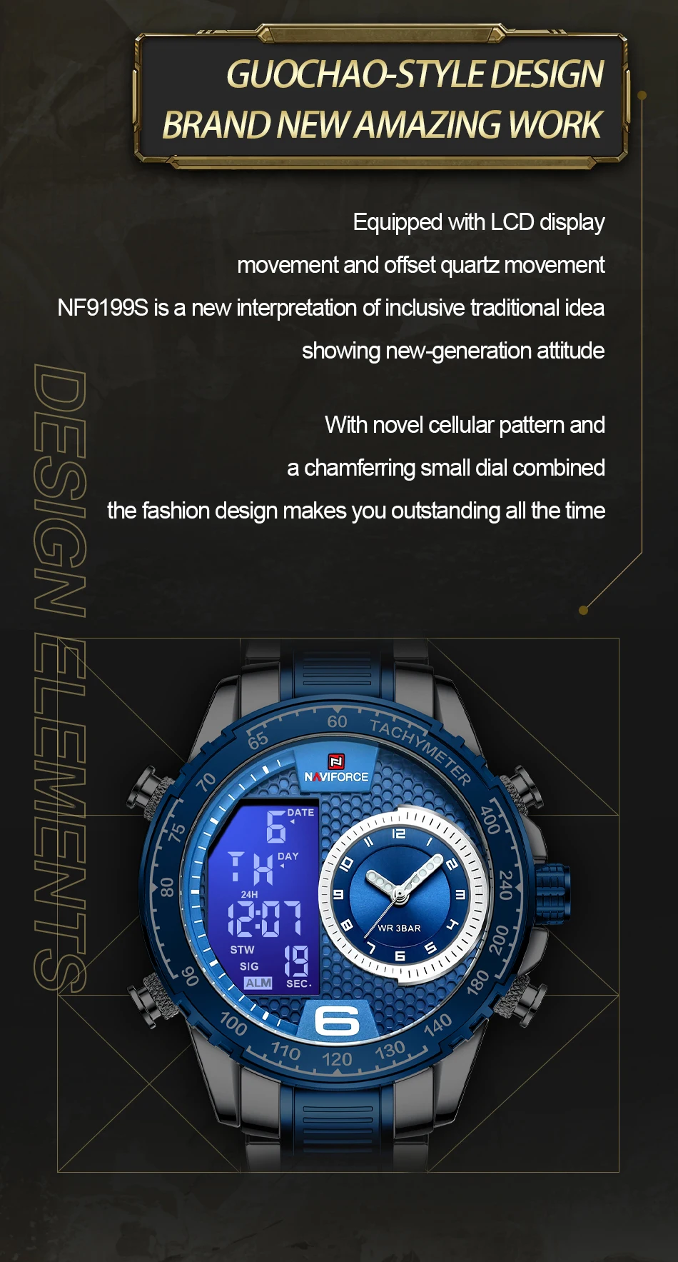 NAVIFORCE Casual Quartz Watch Men Stainless Steel Men Led Clock Male Waterproof Watches relogio masculino 9199S