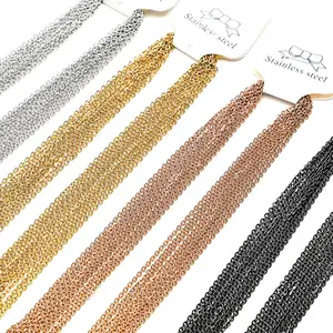 Classic Rose Gold/Gold Stainless Steel Cut Rolo Link Chain Necklace Unisex Butterfly Shape Pattern Anniversary Gift