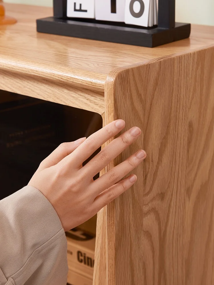 L3101 Nordic Style Living Room Furniture Solid Oak Wood TV Side Cabinet with 2 Drawers and 2 Flip Doors