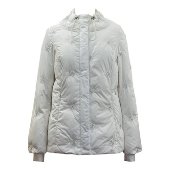 2023 Autumn Winter very popular  embroidery  beading tunnel duck down casual jacket Women  Windproof OEM