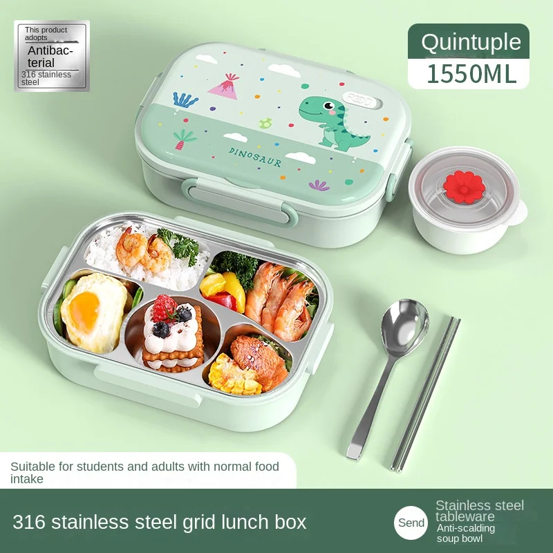 Kids Cartoon Pupils Food Grade Children Bento Lunch Box With Soup Cute