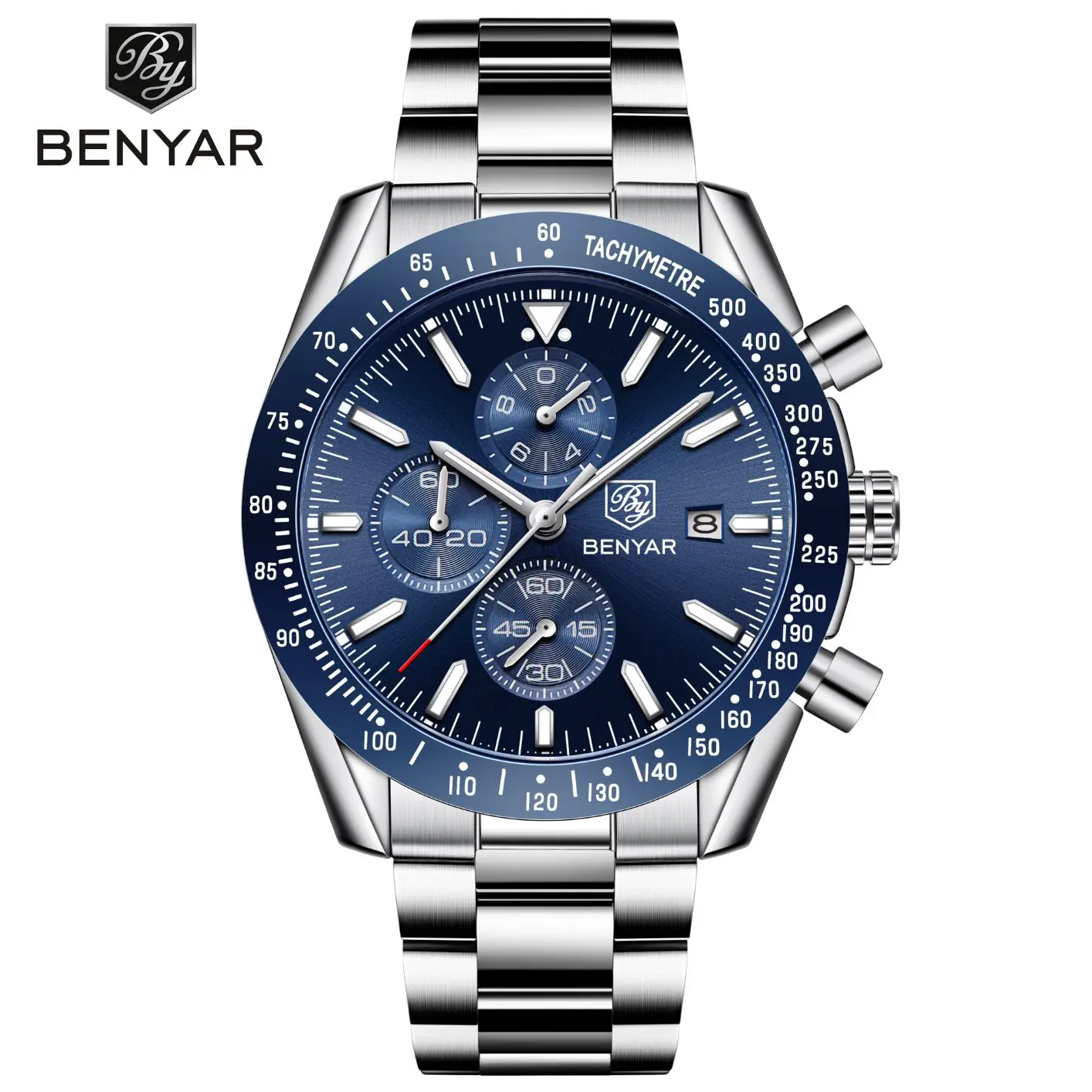 benyar men watch oem 5140 luxury brand quartz fashion reloj custom waterproof sports men chain wrist chronograph watches for men