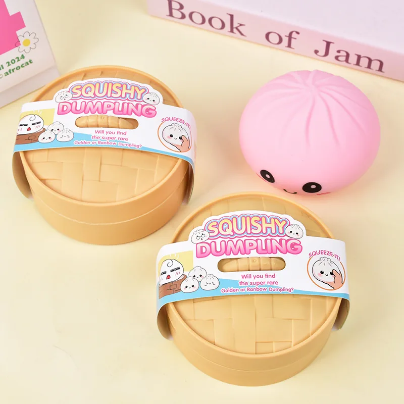 Dumpling Squishy 9,5 Cm Avec Panier Vapeur – Effet Slow Rising, Paillettes Et Anti-stress