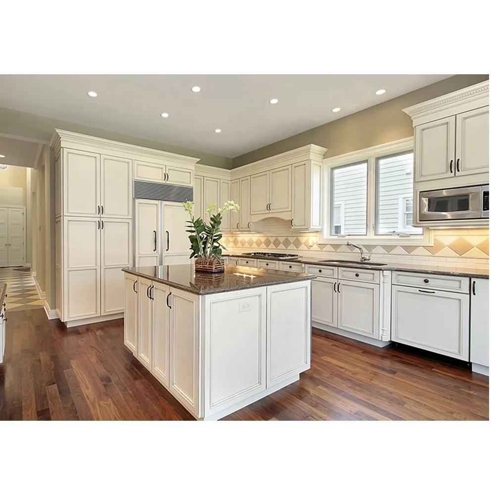 Classic Solid Wood Kitchen Furniture Designs Set Cupboard