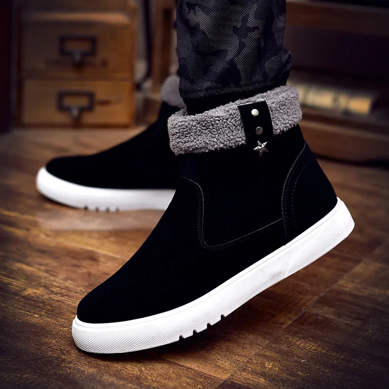 New England Style High Top Men Casual Shoes Lace up Round Toe Flat Shoes Men