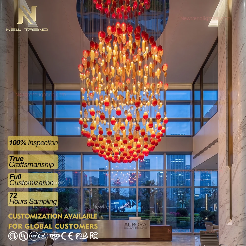 CPL-523 Bespoke Glass Chandelier – Oversized Custom LED Statement Lighting for Hotel Lobby & Grand Hall