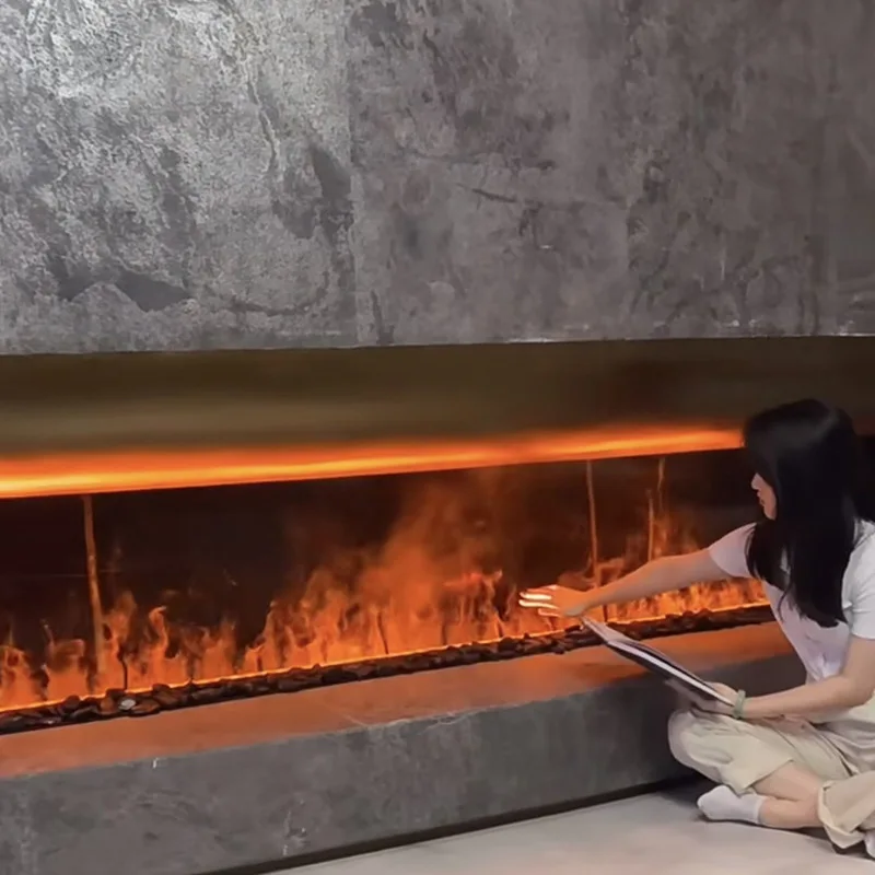 2024 Customized Freestanding Realistic 3D Flame Led Mist Fireplace Remote Control Water Vapor Steam Electric Fireplace