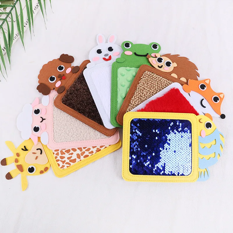 Montessori Animals Autistic Sensory Textured Tactile Exploration Feel Touch Games Cloth Educational Toys Mini Mat For Children