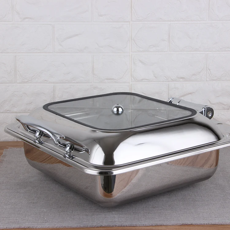 New Design Food Warmer Heater Chafer Dish Buffet Set Restaurant Square Stainless Steel Chafing Dish for Catering_16