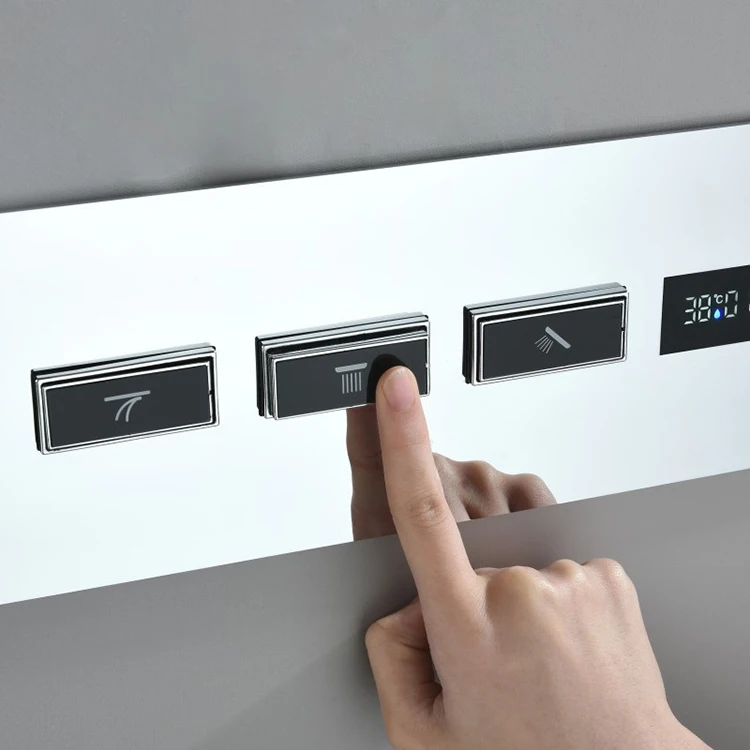 Juego de mezclador de ducha con pantalla digital oculta, montado en la pared, frío y caliente