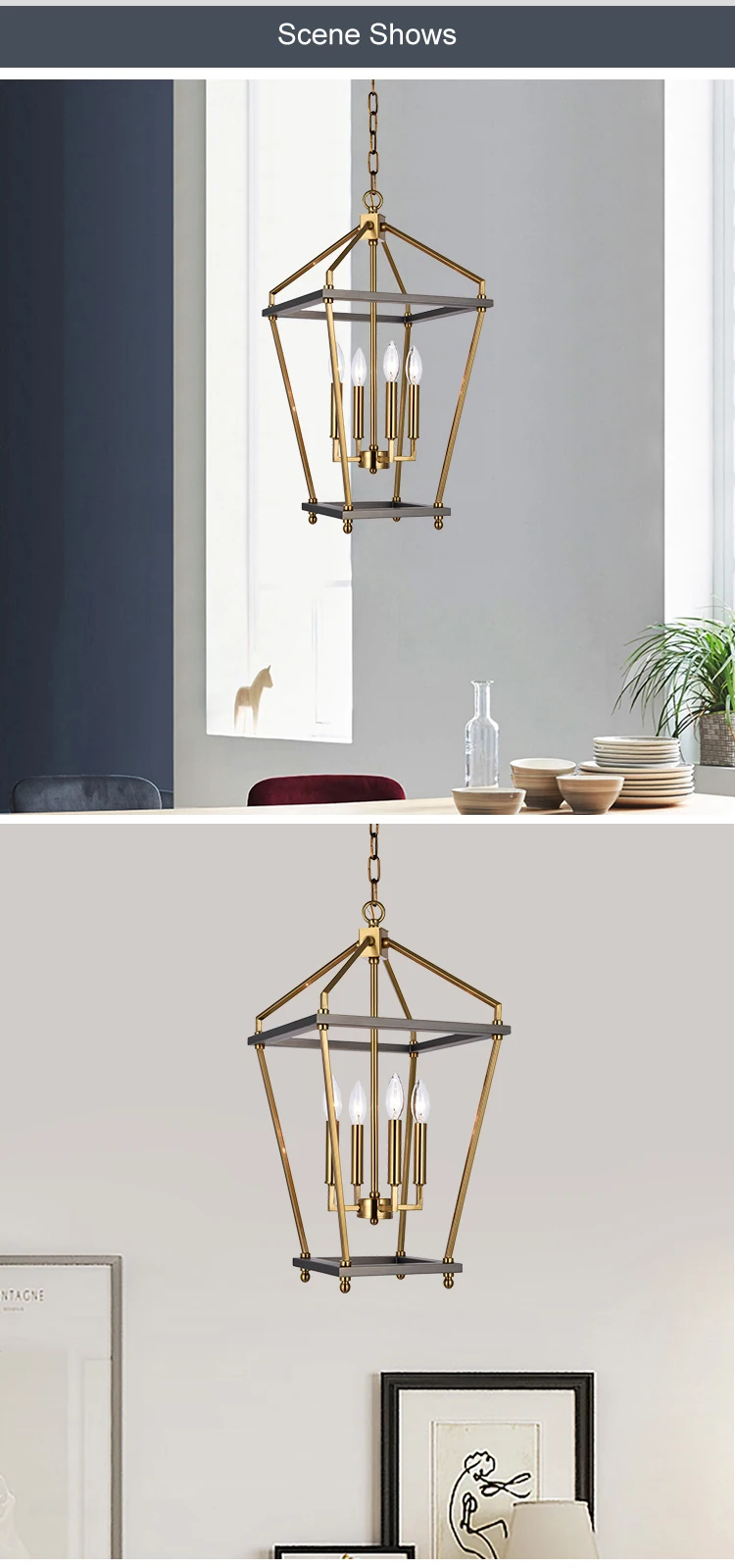 pt00308 high quality retro style residential decoration art frame chandelier light-4