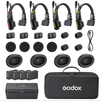 GODOX SKYTALK AIR 4S Expanded Team Talk for 4 Users Full-Duplex Wireless Intercom System Portable Headsets Microphone