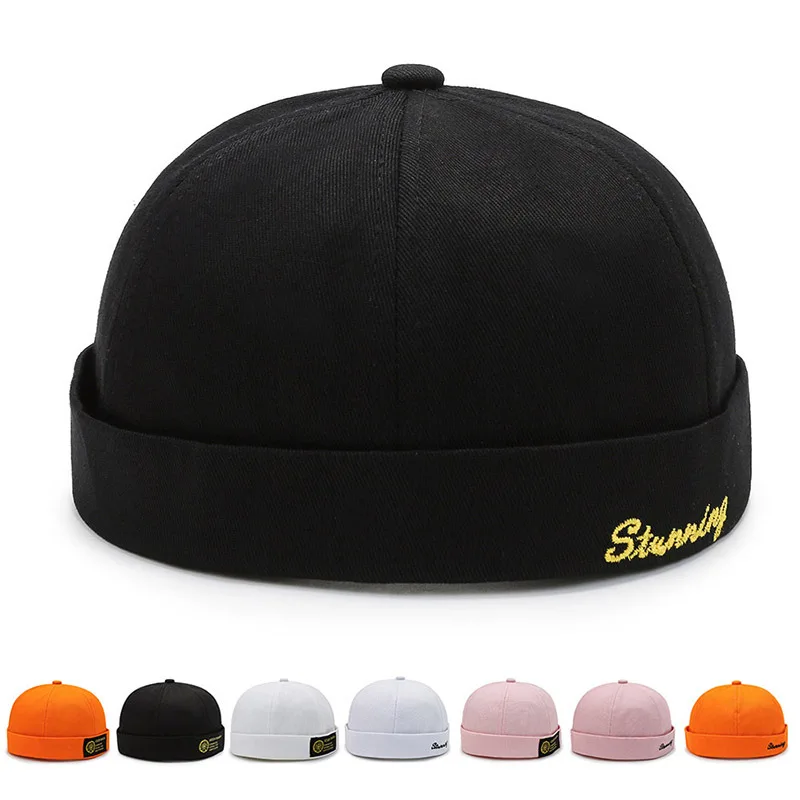 MIO Customize Brimless Caps Custom LOGO Brimless Hat Fitted Brimless Hat Adjustable Docker Cap Rolled Cuff