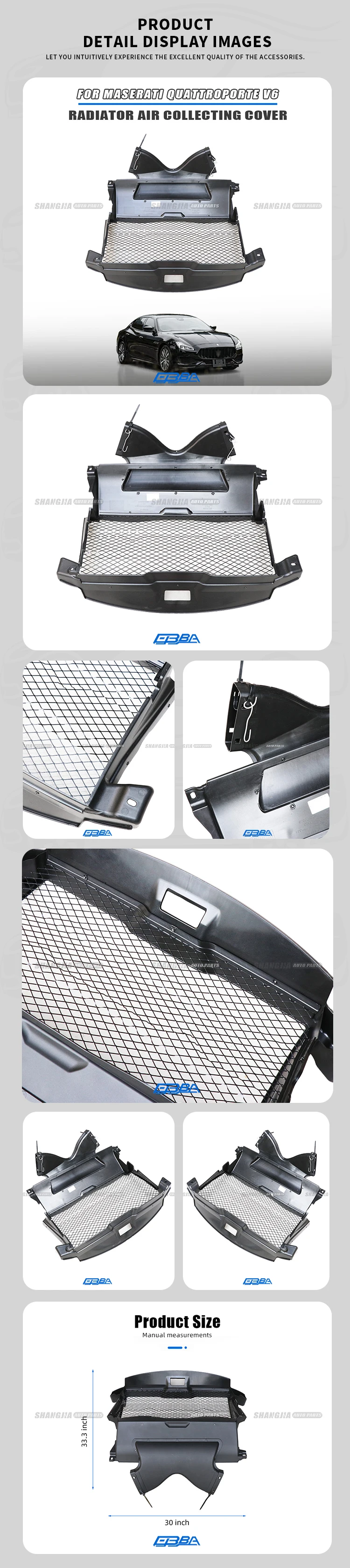 Auto Parts Reinforce Plastic Engine Cooling Radiator Shroud For Maserati Quattroporte V6 GT Modena 670001328 High Quality Shroud factory