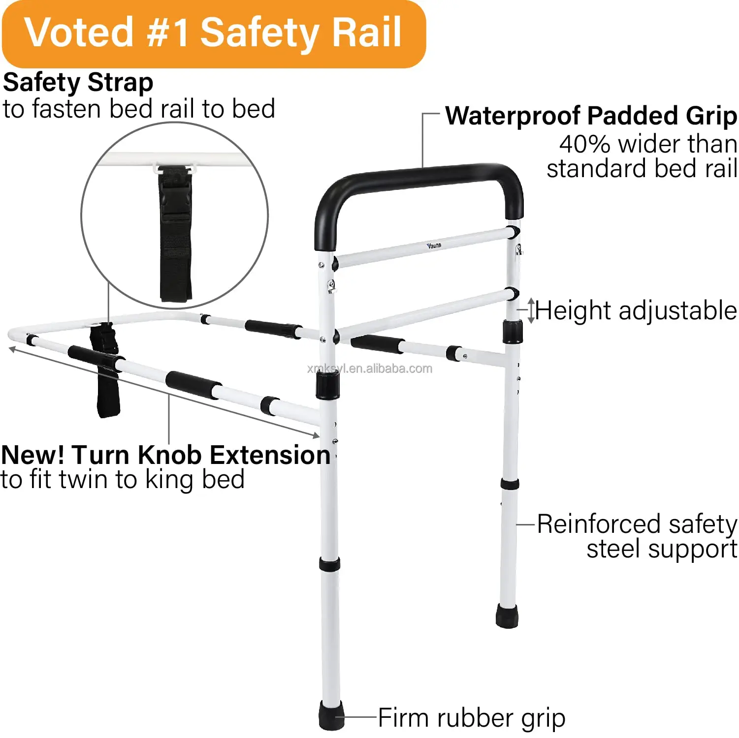 Factory wholesale bed Rail Stainless Steel Adjustable Home Bedside Armrest for Elde For Elderly manufacture