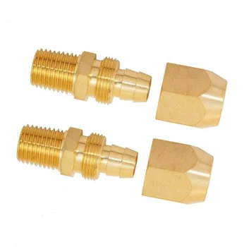 3/8 Inch Barb x 1/4 Inch NPT, Brass Pneumatic Replacement Fitting, Reusable 1/4'' Barbed Air Hose Splicer