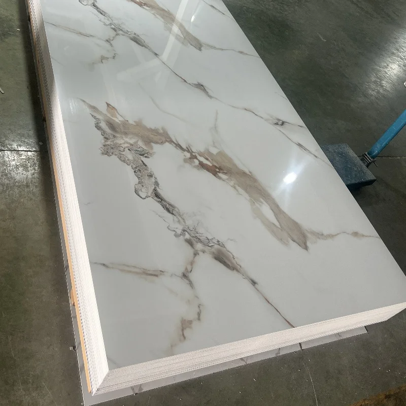 Waterproof PVC Decorative Sheet Heat Insulation UV Marble Wall Panel for Living Room for Household Use