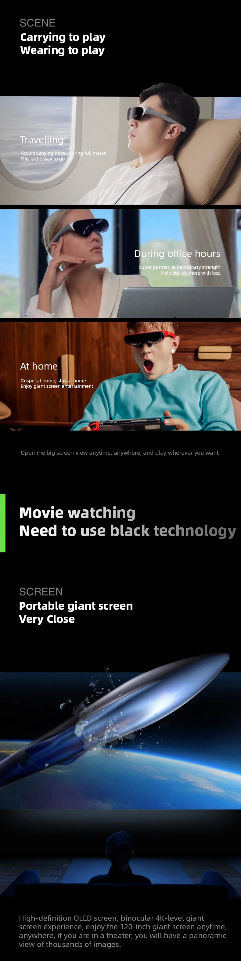 Rokid Air Ar Glasses,Augmented Reality Glasses Wearable Headsets Smart