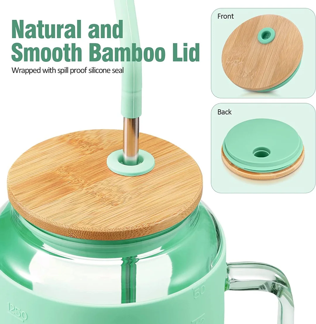 2023 32oz 40oz 50oz Glass Tumbler With Bamboo Lid And Straw,Glass Water