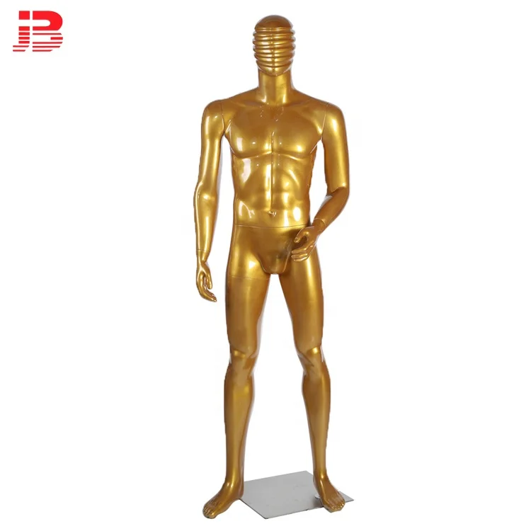 Full body gold standing male mannequin for window display