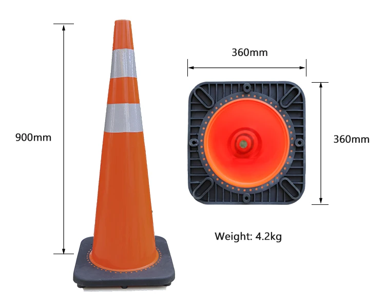 High Way Red Color Safety PVC Traffic Cone Flexible Road Cone Rubber Traffic Cones
