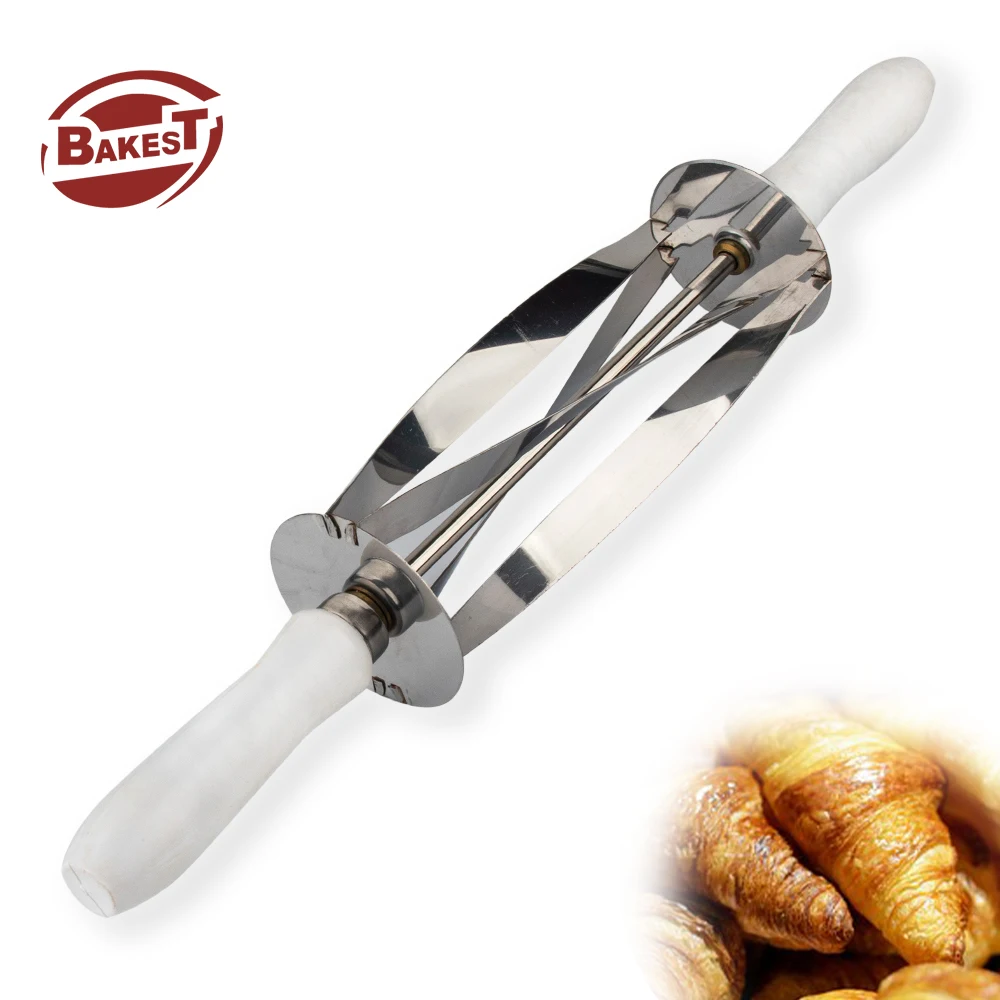 BAKEST Commercial Croissant Cutter Three Sizes  Stainless Steel Blade Plastic Handle Rolling Croissant Triangle Dough Cutter