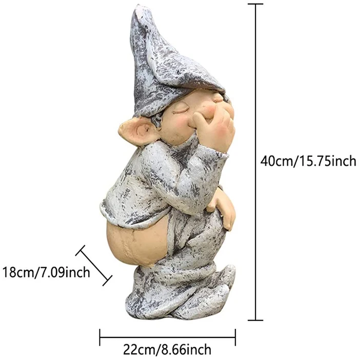 Funny Butt Naked Gnome Garden Statue  Stinky the Happy Little Boy Sculpture Perfect Gnome for Home Patio Garden Decor