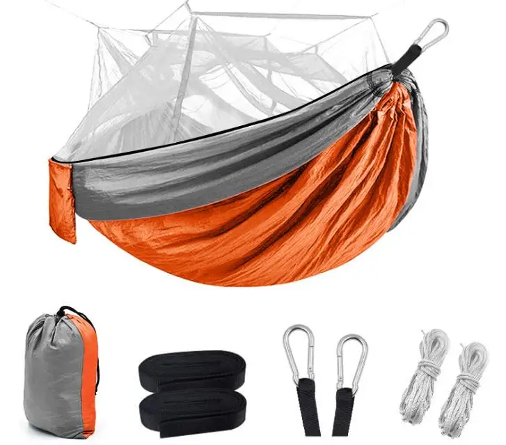 Portable Lightweight Parachute Nylon Double Hammock With Straps For