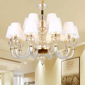 American Simple Living Room Bedroom Hotel European clear Glass Arm Classic Chandelier Luxury
