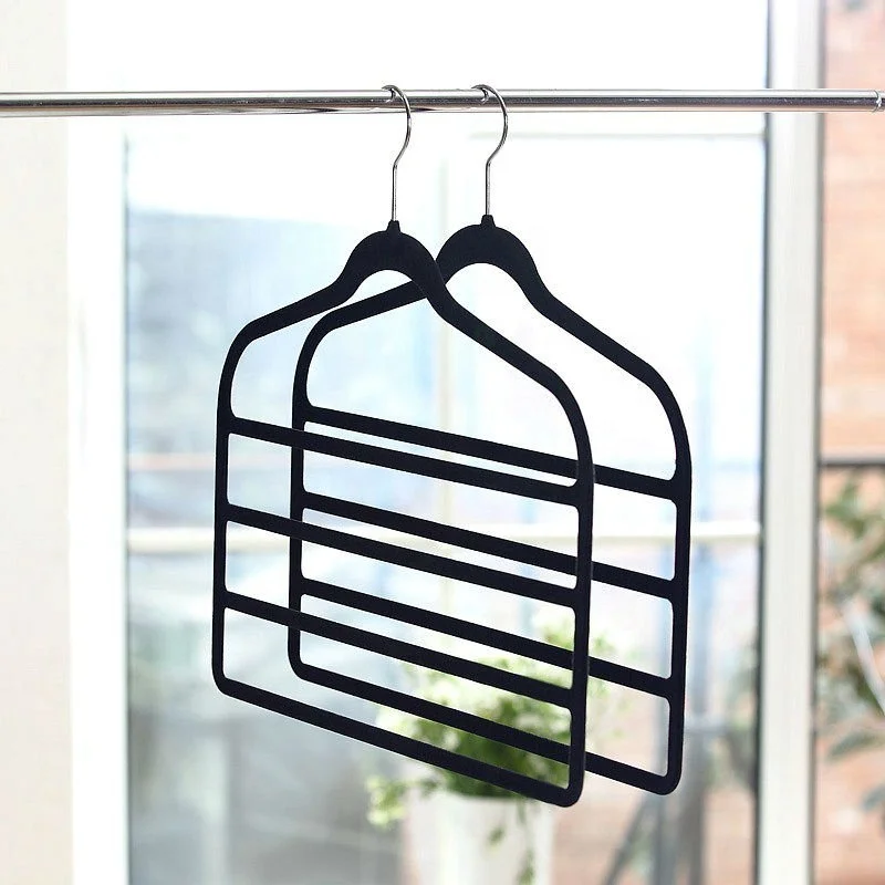 ANQI PACK of 5  4 Layer Factory Good Quality Cheap Sturdy Pants Hanger Velvet Trousers Hanger Pants Hangers