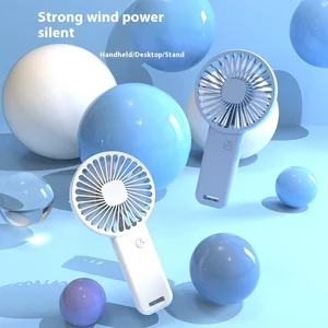 2026 USB Charging Handheld Fan Portable Mini Dormitory Desktop Silent Fan Logo Three Wind Speed Foldable Table Household Use