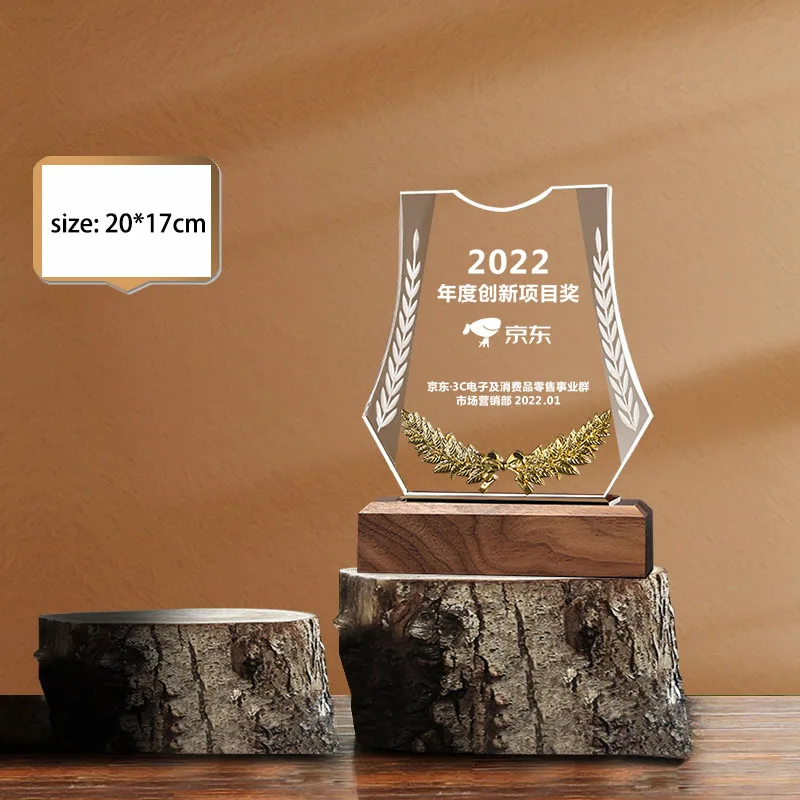 Wholesale Awards And Trophies Custom 10th 20th Anniversary Souvenir gifts Honor Glass Crystal Trophy supplier