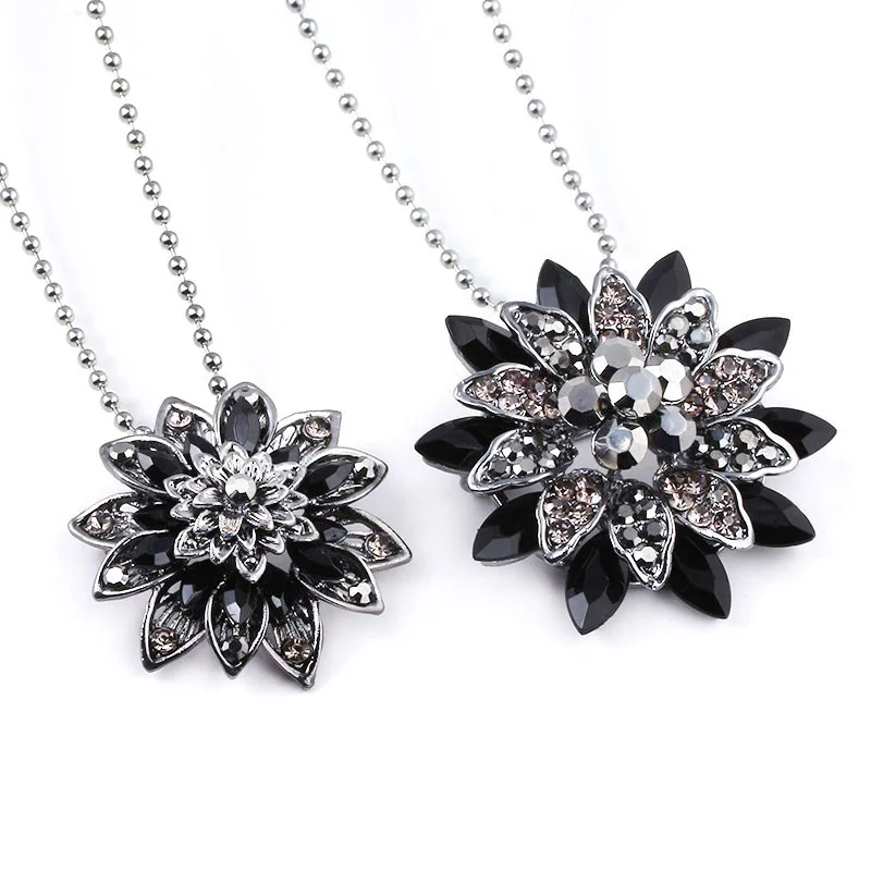 Black Dalia Flower Jewel Necklace etc