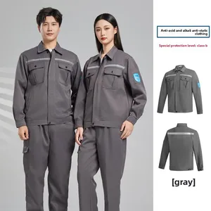 Two-Piece Full Cotton Unisex Work Fashion Labor Protection Clothing Anti-Static Flame Retardant Needle Detection Seamless Fusing