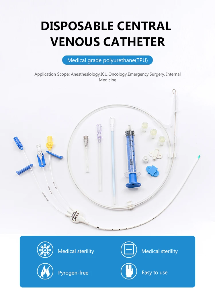 Hospital Surgical Triple Lumen Central Venousccatheter Set Factory ...