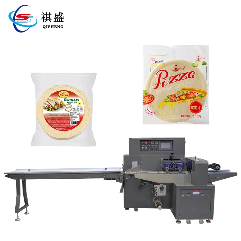 Tortilla Flow Wrapping Packing Machine Industrial Burrito Bakery Food Semiautomatic Packaging Machine for Pita Bread