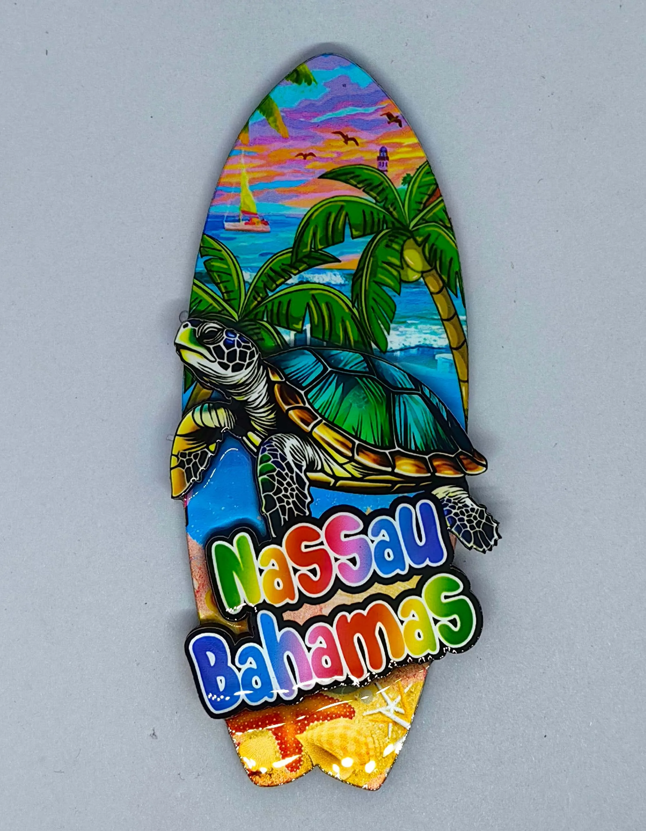 Custom Bahamas Sea Turtle Shaped Fridge Magnet,Ocean Style Dolphins Print Refrigerator Magnet Bahamas Souvenir Gifts Multicolor
