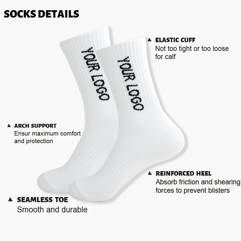 Oem Custom Socks Design Own Logo Men Crew Socks No Minimum Order Private Your Label Bamboo Cotton Black Man Sport Sock Elite