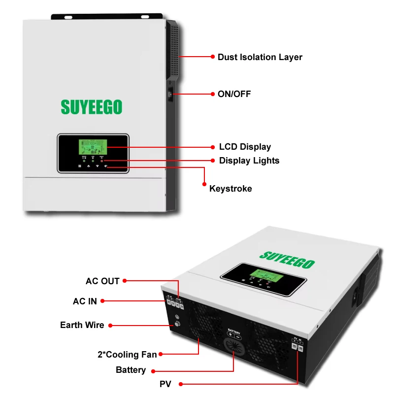 3200VA 3KW 24v Off Grid Mppt Pure Sine Wave Solar Inverter Hybrid 3000W ...