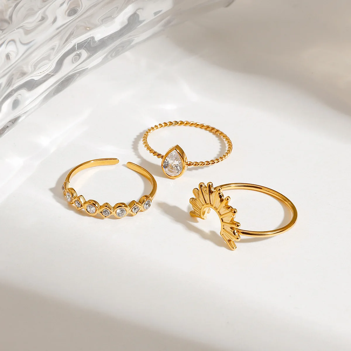 Alibaba Rings High Quality Stainless Steel Fashion Rings 3 Styles Stackable Clear ...