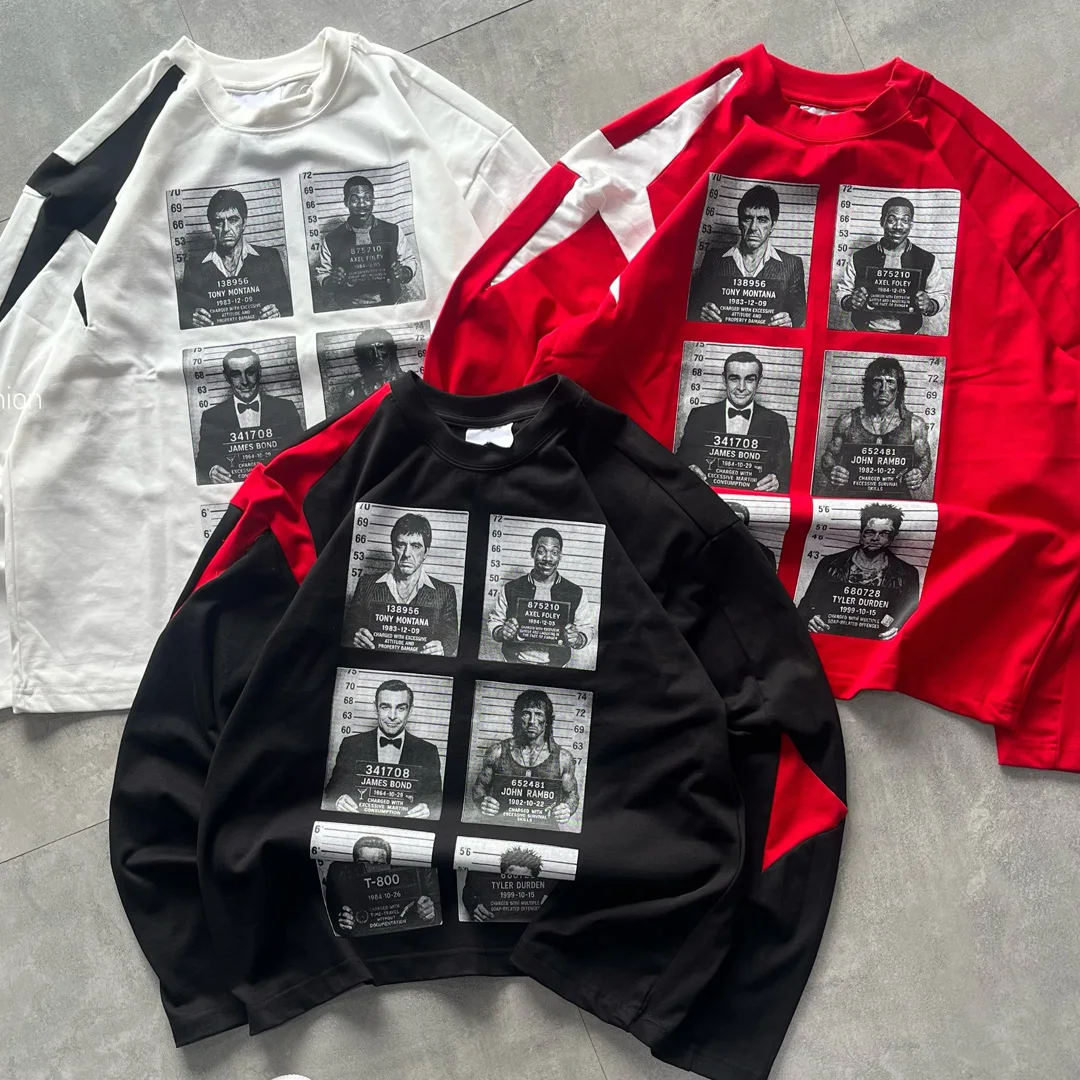 Niestandardowa męska bawełniana koszulka typu vintage z okrągłym dekoltem, 100% bawełna, ciężka, o sylwetce typu boxy, do streetwearu, z cyfrowym nadrukiem DTG