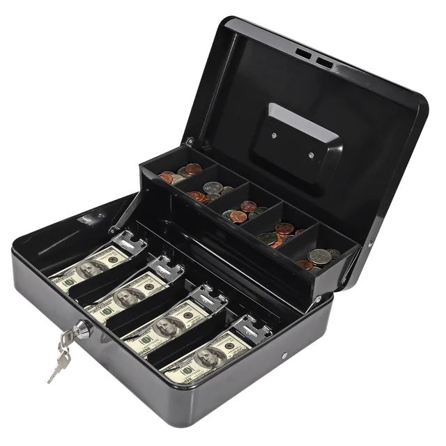 metal money box with cash tray portable locking cash boxes metal money box for cash register