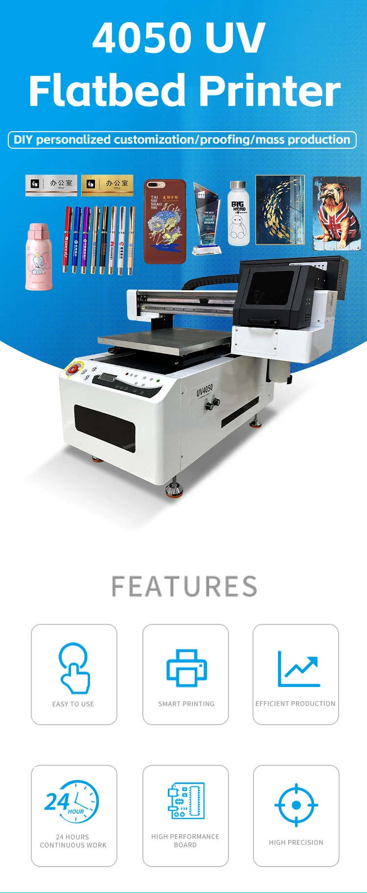 Bh 4050 Uv Flat Bed Card Acrylic Bottle Phone Case Printing Inkjet