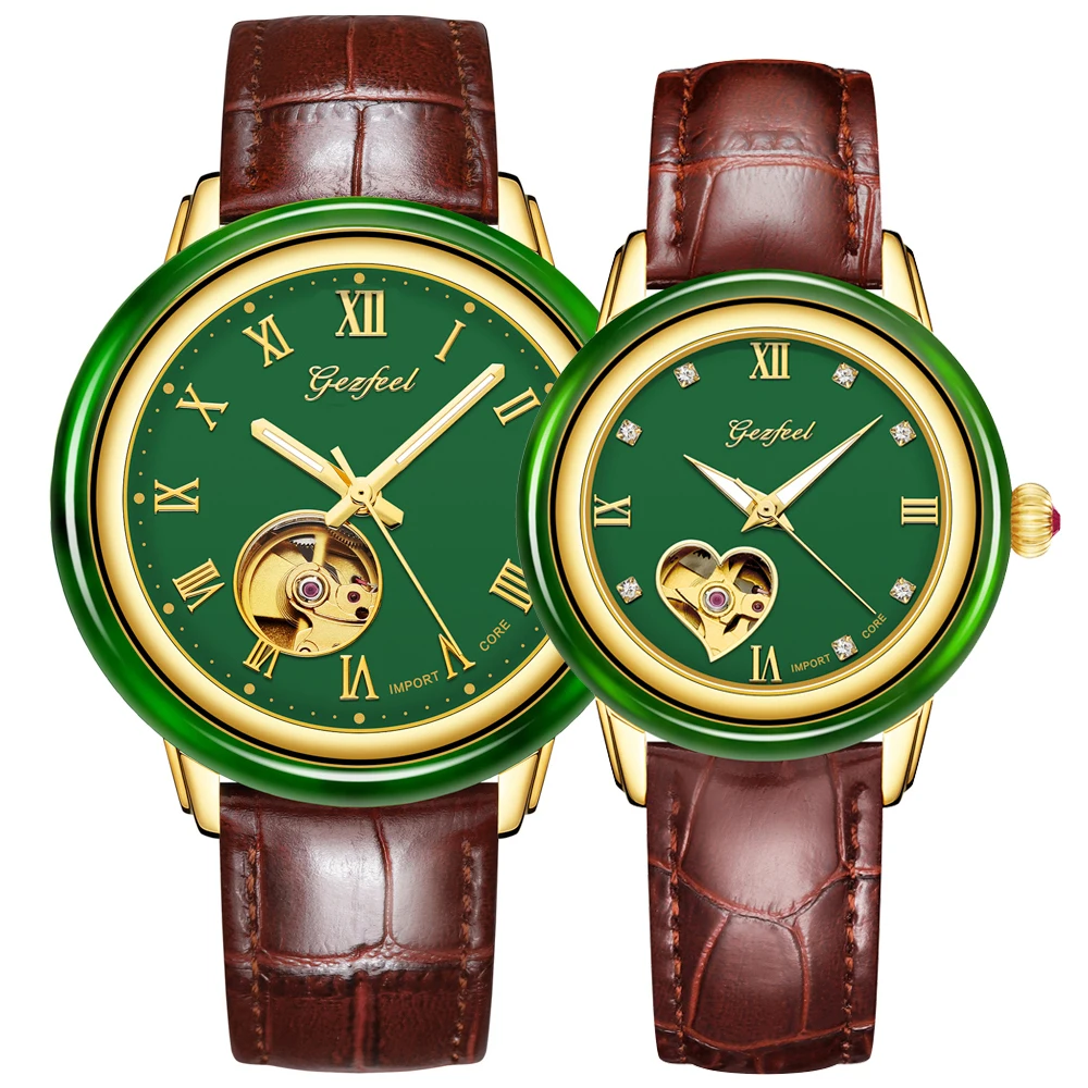 reloj mechanical jade wristwatch chinese old couple