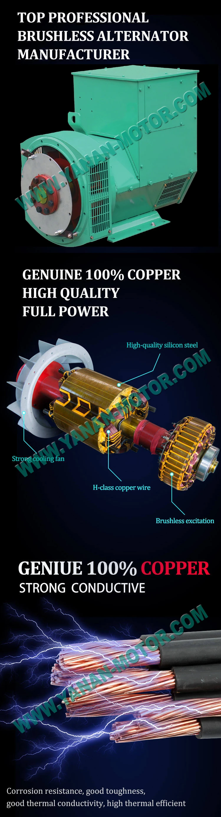 Customized Brushless Ac Alternator For Generator Yanan Slg Series