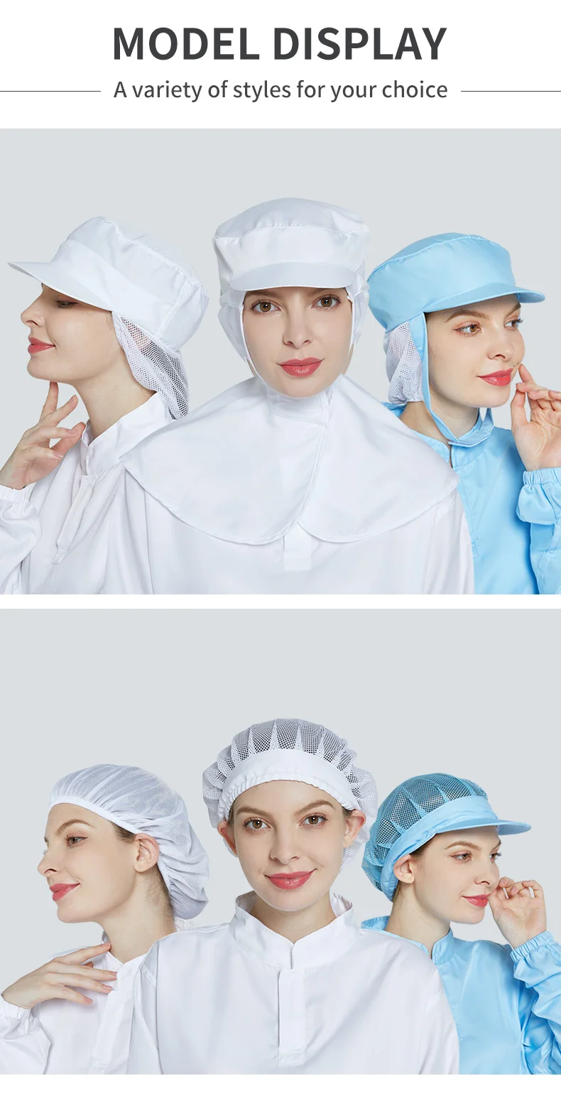 Lightweight Polyester-Cotton Food Processing Hat One Size Fits All for Food Factory and Workshop