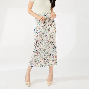 Summer Vintage Women's A-Line Skirt Personalized Stretch Printed Pleated Design Breathable Natural Waistline Temperament