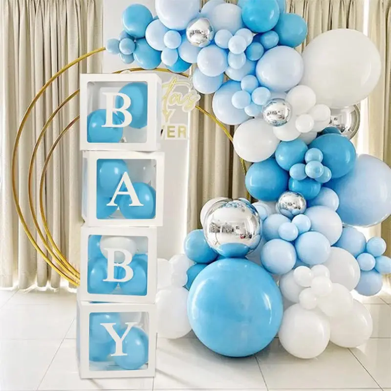All Color 1pc  Transparent Paper Baby Shower Balloon Box for Boy Girl Christening Birthday Party Decoration Gift Idea