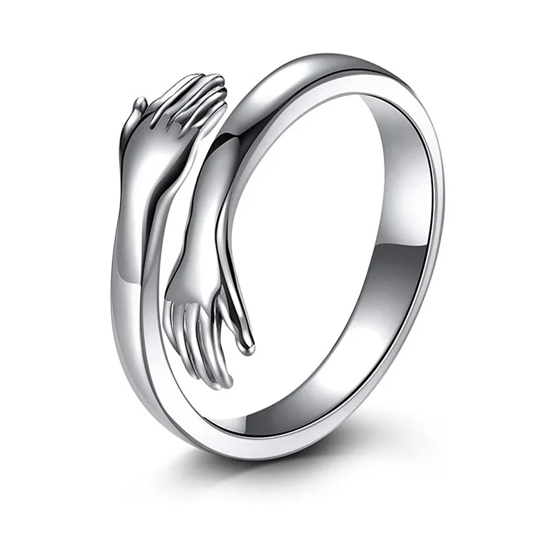 Selling High Quality Romantic Ring Fashion Adjustable Women's Gold and Silver Hug Ring